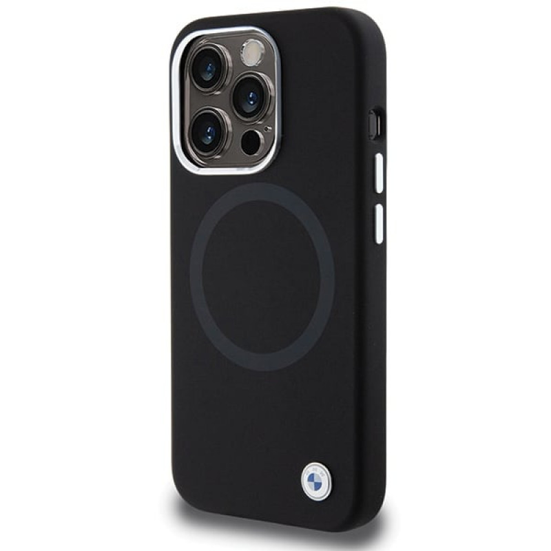 BMW BMHMP15XSILBK2 Signature Liquid Silicone MagSafe dėklas, skirtas Apple iPhone 15 Pro Max, juodas