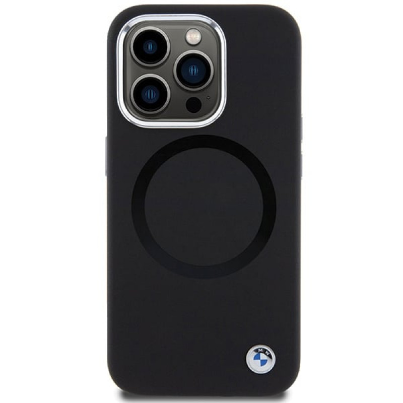 BMW BMHMP15XSILBK2 Signature Liquid Silicone MagSafe dėklas, skirtas Apple iPhone 15 Pro Max, juodas