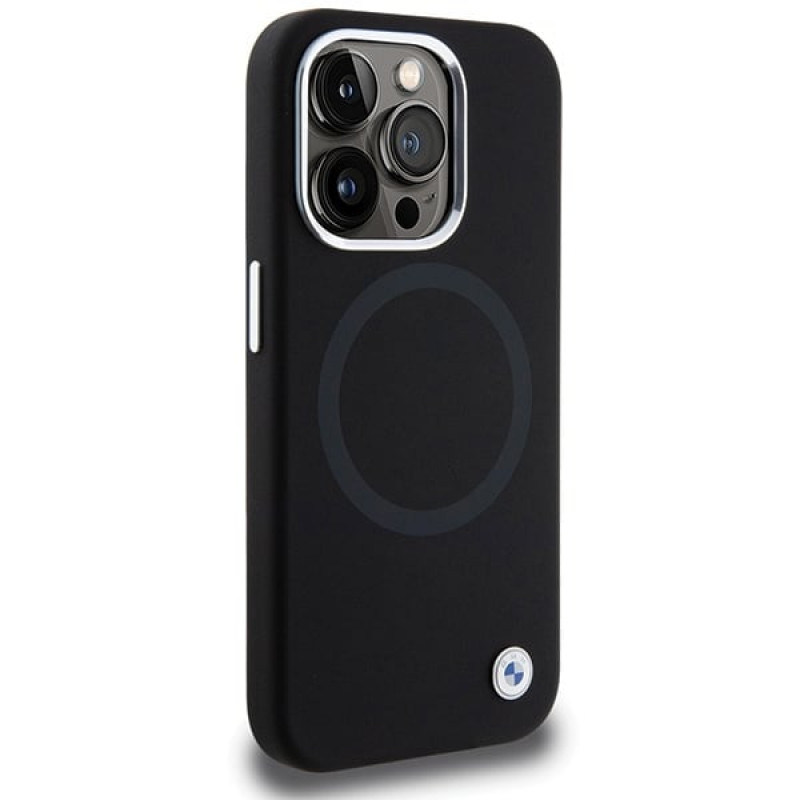 BMW BMHMP15XSILBK2 Signature Liquid Silicone MagSafe dėklas, skirtas Apple iPhone 15 Pro Max, juodas