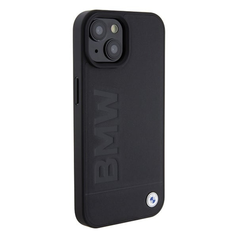 BMW BMHMP15SSLLBK Signature Logo Imprint MagSafe kietasis dėklas, skirtas Apple iPhone 15, juodas