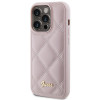Guess GUHCP15LPSQSQSP Quilted Metal Logo kietasis dėklas, skirtas Apple iPhone 15 Pro, rožinis
