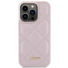 Guess GUHCP15LPSQSQSP Quilted Metal Logo kietasis dėklas, skirtas Apple iPhone 15 Pro, rožinis