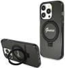 Guess GUHMP15LHRSGSK Ring Stand Script Glitter MagSafe kietasis dėklas, skirtas Apple iPhone 15 Pro, juodas