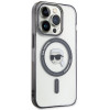 Karl Lagerfeld KLHMP15LHKHNOTK IML Karl's Head MagSafe kietasis dėklas, skirtas Apple iPhone 15 Pro, permatomas
