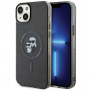 Karl Lagerfeld KLHMP15SHGKCNOK Karl&Choupette Glitter MagSafe kietasis dėklas, skirtas Apple iPhone 15, juodas