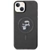 Karl Lagerfeld KLHMP15SHGKCNOK Karl&Choupette Glitter MagSafe kietasis dėklas, skirtas Apple iPhone 15, juodas