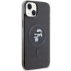 Karl Lagerfeld KLHMP15SHGKCNOK Karl&Choupette Glitter MagSafe kietasis dėklas, skirtas Apple iPhone 15, juodas
