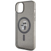 Karl Lagerfeld KLHMP15SHGKCNOK Karl&Choupette Glitter MagSafe kietasis dėklas, skirtas Apple iPhone 15, juodas
