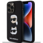 Karl Lagerfeld KLHCP15XSDHKCNK skysto silikono Karl and Choupette Heads dėklas, skirtas Apple iPhone 15 Pro Max, juodas