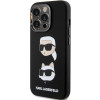 Karl Lagerfeld KLHCP15XSDHKCNK skysto silikono Karl and Choupette Heads dėklas, skirtas Apple iPhone 15 Pro Max, juodas