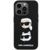 Karl Lagerfeld KLHCP15XSDHKCNK skysto silikono Karl and Choupette Heads dėklas, skirtas Apple iPhone 15 Pro Max, juodas