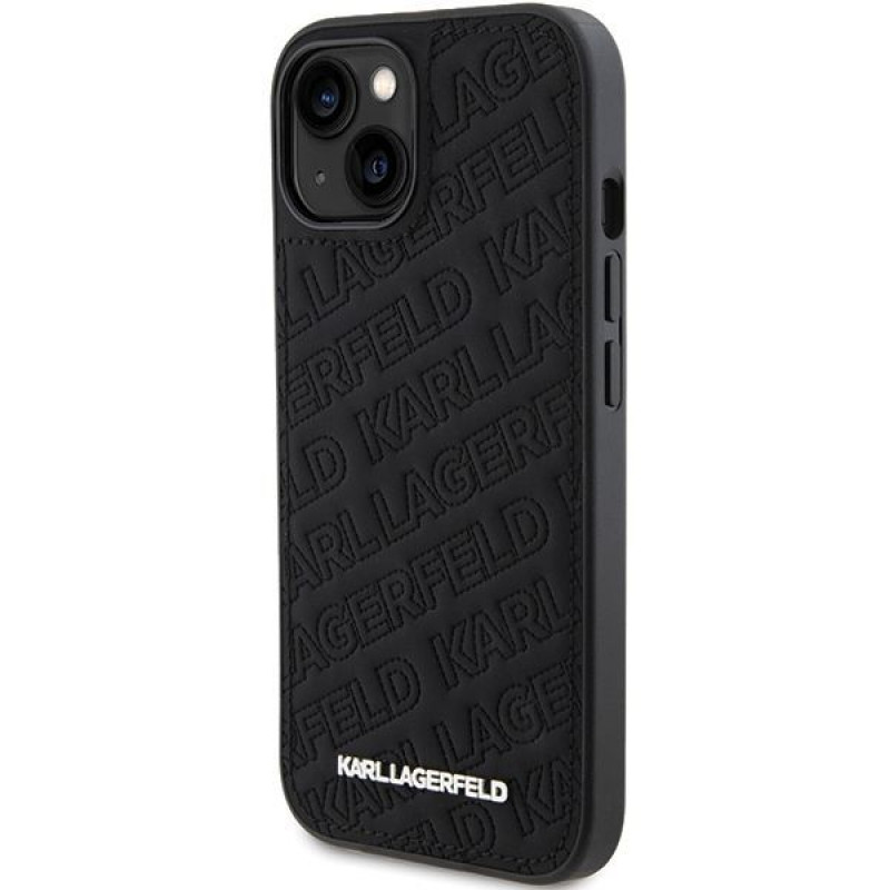 Karl Lagerfeld KLHCP15SPQKPMK Quilted K Pattern kietasis dėklas, skirtas Apple iPhone 15, juodas