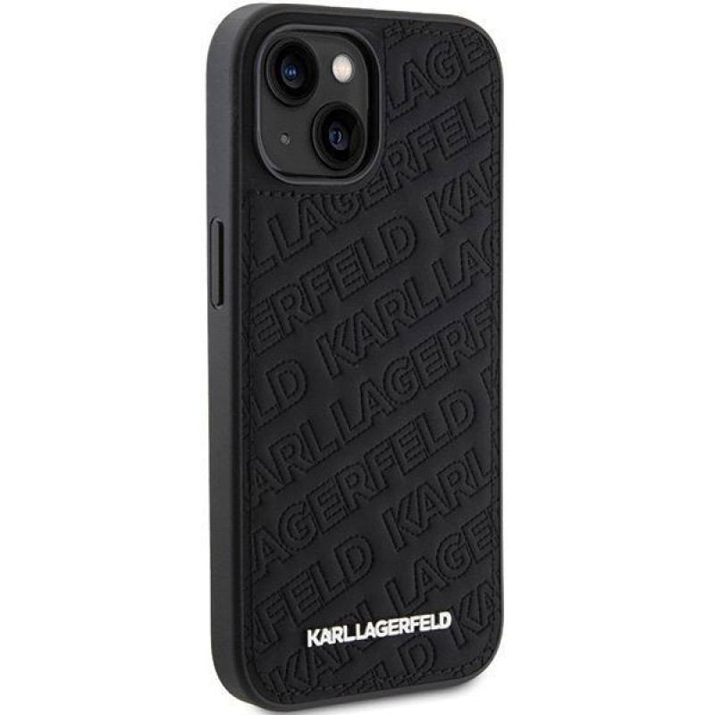 Karl Lagerfeld KLHCP15SPQKPMK Quilted K Pattern kietasis dėklas, skirtas Apple iPhone 15, juodas