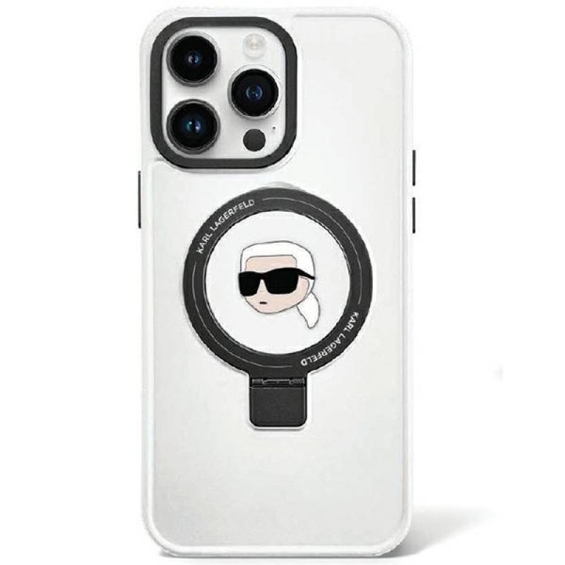 Karl Lagerfeld KLHMP15LHMRSKHH Ring Stand Karl Head MagSafe kietasis dėklas, skirtas Apple iPhone 15 Pro