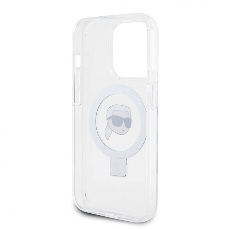 Karl Lagerfeld KLHMP15LHMRSKHH Ring Stand Karl Head MagSafe kietasis dėklas, skirtas Apple iPhone 15 Pro