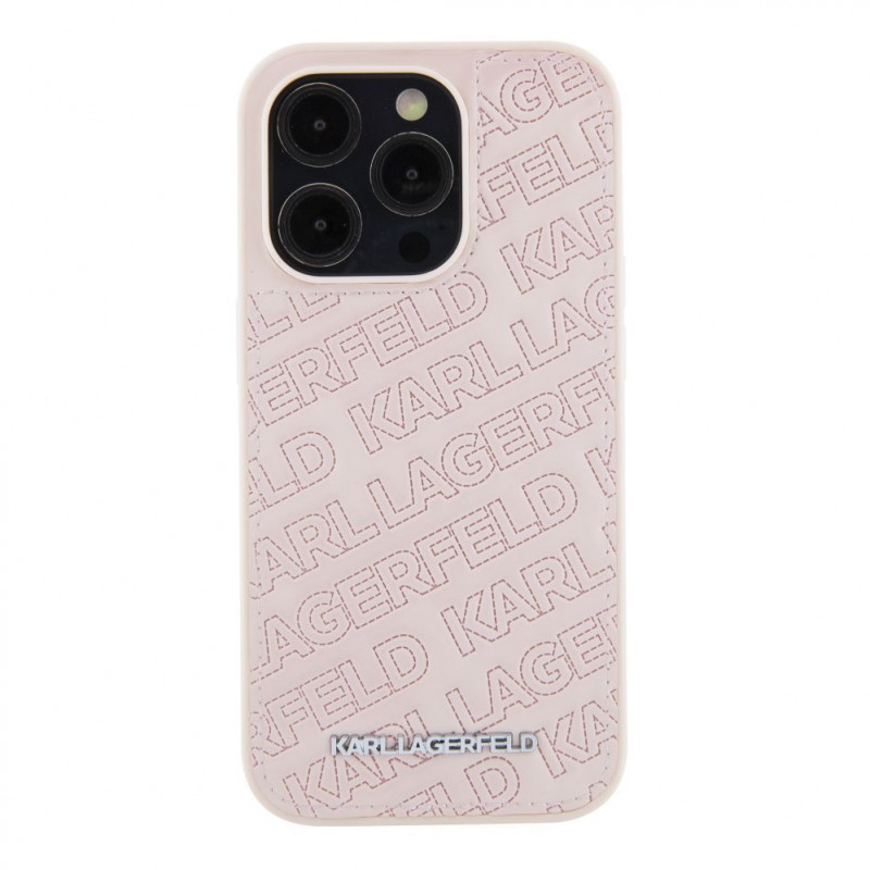 Karl Lagerfeld KLHCP15XPQKPMP Quilted K Pattern kietasis dėklas, skirtas Apple iPhone 15 Pro Max, rožinis