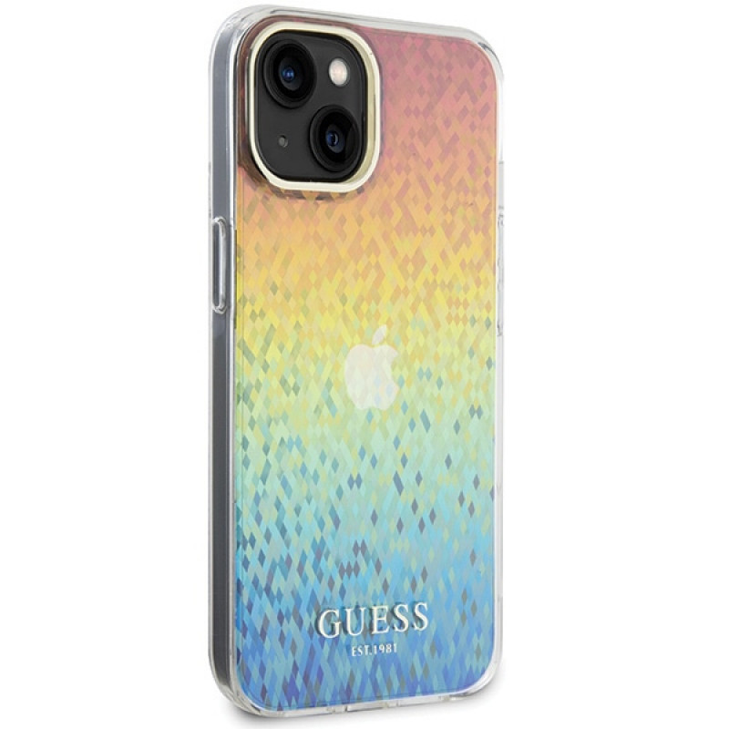 Guess GUHCP15SHDECMI IML Faceted Mirror Disco Iridescent kietasis dėklas, skirtas Apple iPhone 15, įvairiaspalvis