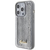 Guess GUHCP15XPSFDGSS Sequin Script Metal kietasis dėklas, skirtas Apple iPhone 15 Pro Max, sidabrinis