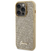 Guess GUHCP15LPMSDGSD Disco Metal Script kietasis dėklas, skirtas Apple iPhone 15 Pro, auksinis