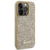 Guess GUHCP15LPMSDGSD Disco Metal Script kietasis dėklas, skirtas Apple iPhone 15 Pro, auksinis