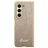 Guess GUHCZFD5HGGSHD Glitter Script kietasis dėklas, skirtas Samsung Galaxy Z Fold5, auksinis