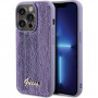 Guess GUHCP15XPSFDGSU Sequin Script Metal kietasis dėklas, skirtas Apple iPhone 15 Pro Max, purpurinis