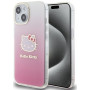 Hello Kitty HKHCP15SHDGKEP IML Gradient Electrop Kitty Head kietasis dėklas, skirtas Apple iPhone 15 6,1", rausvas