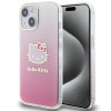 Hello Kitty HKHCP15SHDGKEP IML Gradient Electrop Kitty Head kietasis dėklas, skirtas Apple iPhone 15 6,1", rausvas