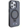 BMW BMHMP15LURSK Apple iPhone 15 Pro kietasis dėklas Ring Stand M Collection MagSafe, juodas
