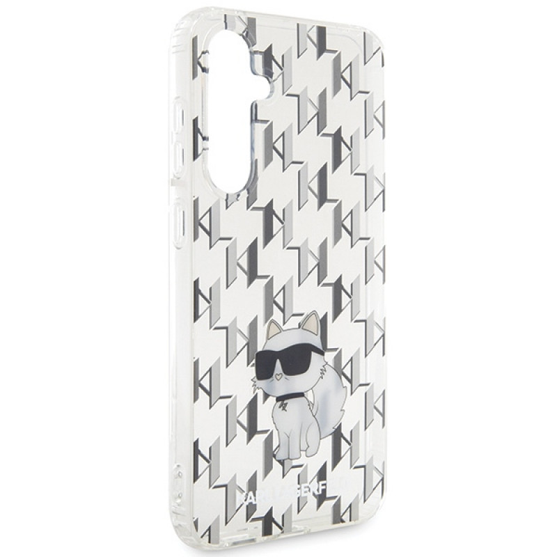 Karl Lagerfeld KLHCS23FEHNCMKLT Samsung Galaxy S23 FE (S711) kietasis dėklas Monogram Choupette, permatomas