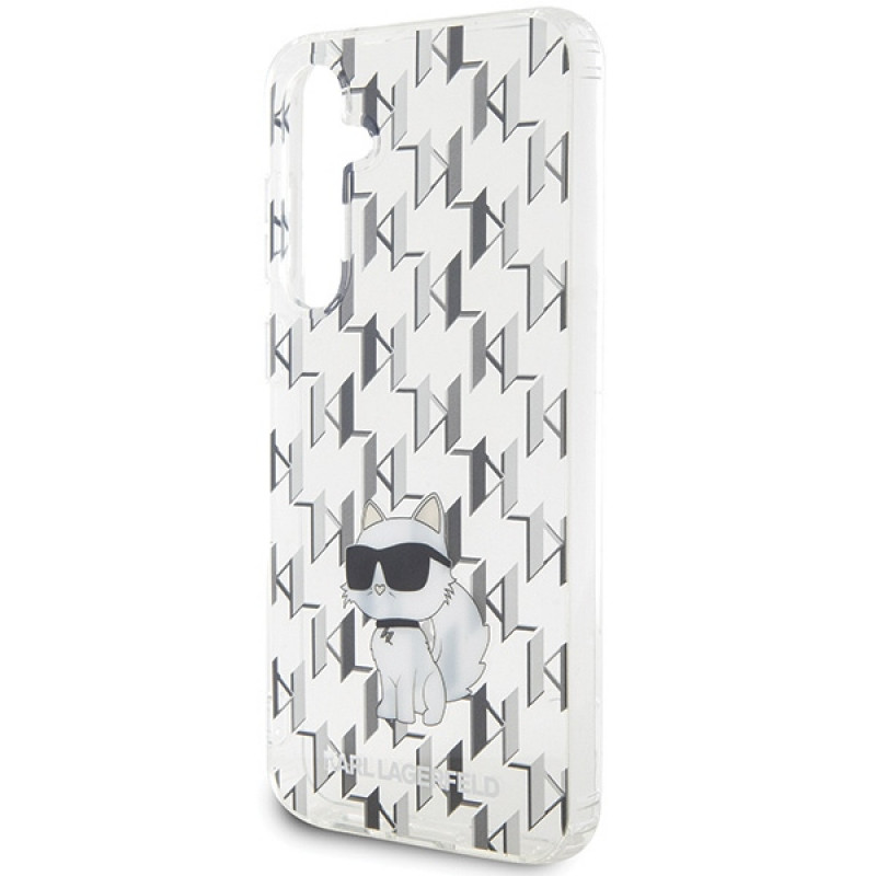 Karl Lagerfeld KLHCS23FEHNCMKLT Samsung Galaxy S23 FE (S711) kietasis dėklas Monogram Choupette, permatomas