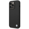 BMW BMHCP15LSILBK Apple iPhone 15 Pro silikoninis dėklas su Metal Logo, juodas