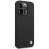 BMW BMHCP15LSILBK Apple iPhone 15 Pro silikoninis dėklas su Metal Logo, juodas