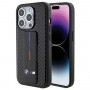 BMW BMHCP15LGSPCCK Apple iPhone 15 Pro dėklas Grip Stand Smooth & Carbon, juodas
