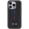 BMW BMHCP15LGSPCCK Apple iPhone 15 Pro dėklas Grip Stand Smooth & Carbon, juodas
