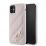 Karl Lagerfeld KLHCN61PQDSMGP Apple iPhone 11 / XR dėklas, Diagonal Quilted Script, rožinis