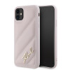 Karl Lagerfeld KLHCN61PQDSMGP Apple iPhone 11 / XR dėklas, Diagonal Quilted Script, rožinis