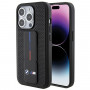 BMW BMHCP15LGSPPRK Apple iPhone 15 Pro dėklas Grip Stand Smooth & Perforated, juodas
