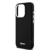 DKNY Apple iPhone 15 Pro dėklas Liquid Silicone Small Metal Logo MagSafe, juodas