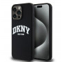 DKNY Apple iPhone 15 Pro Max kietasis dėklas Liquid Silicone White Printed Logo MagSafe, juodas