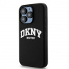 DKNY Apple iPhone 14 Pro dėklas Liquid Silicone White Printed Logo MagSafe, juodas