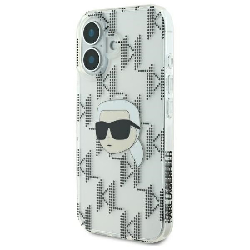 Karl Lagerfeld Apple iPhone 16 kietasis dėklas IML Karl Head Electroplated, permatomas