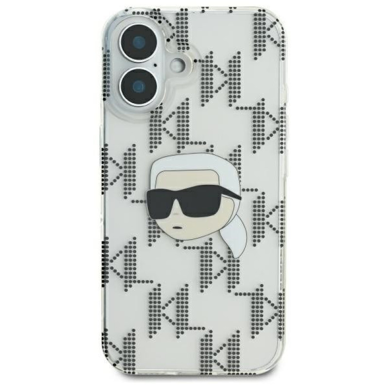 Karl Lagerfeld Apple iPhone 16 kietasis dėklas IML Karl Head Electroplated, permatomas