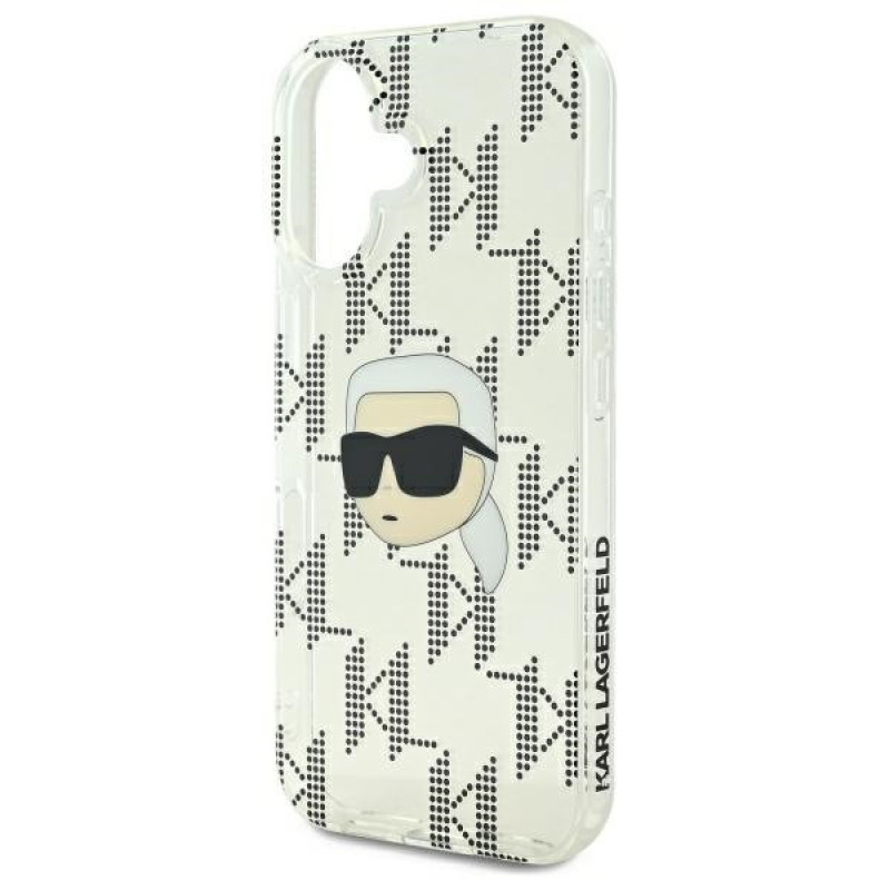 Karl Lagerfeld Apple iPhone 16 kietasis dėklas IML Karl Head Electroplated, permatomas