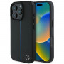 Mercedes MEHMP16L23RURBK Apple iPhone 16 Pro kietasis dėklas MB Blue Line Leather MagSafe, juodas