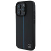 Mercedes MEHMP16L23RURBK Apple iPhone 16 Pro kietasis dėklas MB Blue Line Leather MagSafe, juodas