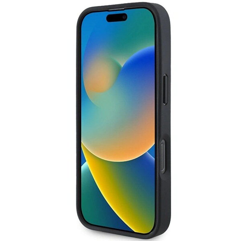 Mercedes MEHMP16L23RURBK Apple iPhone 16 Pro kietasis dėklas MB Blue Line Leather MagSafe, juodas