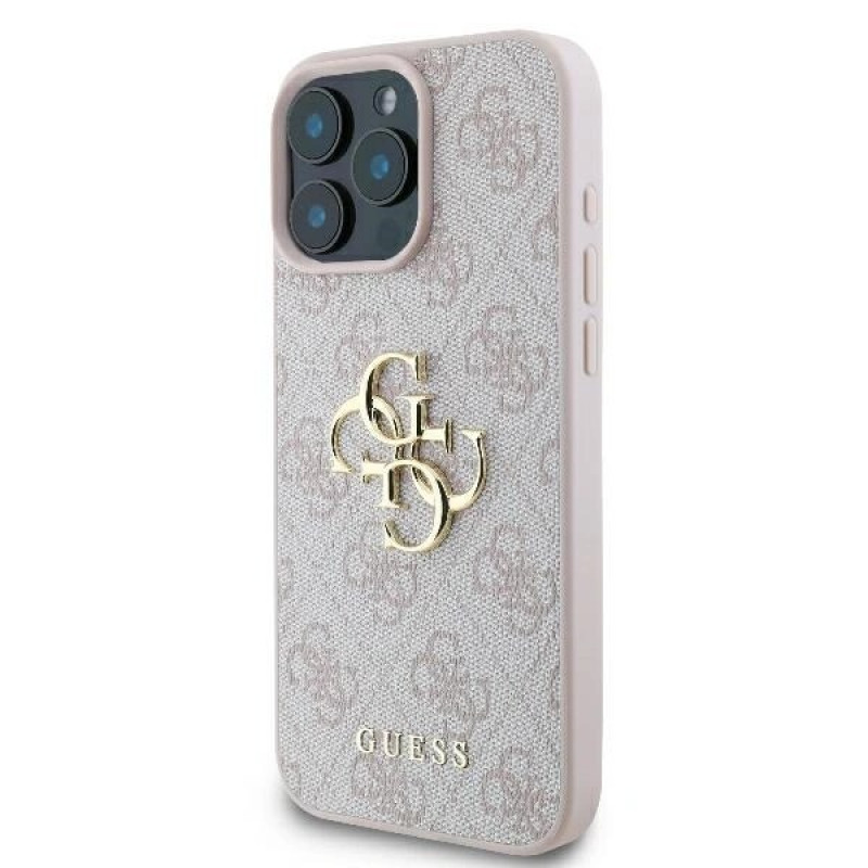 Guess GUHCP16X4GMGPI 4G Big Metal Logo kietas dėklas, skirtas Apple iPhone 16 Pro Max 6.9", rožinis