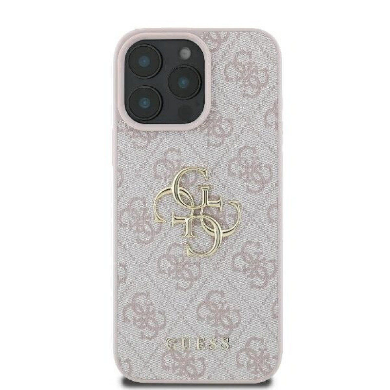 Guess GUHCP16X4GMGPI 4G Big Metal Logo kietas dėklas, skirtas Apple iPhone 16 Pro Max 6.9", rožinis