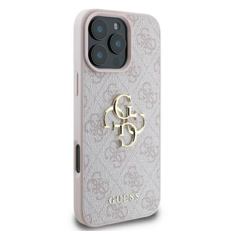 Guess GUHCP16X4GMGPI 4G Big Metal Logo kietas dėklas, skirtas Apple iPhone 16 Pro Max 6.9", rožinis